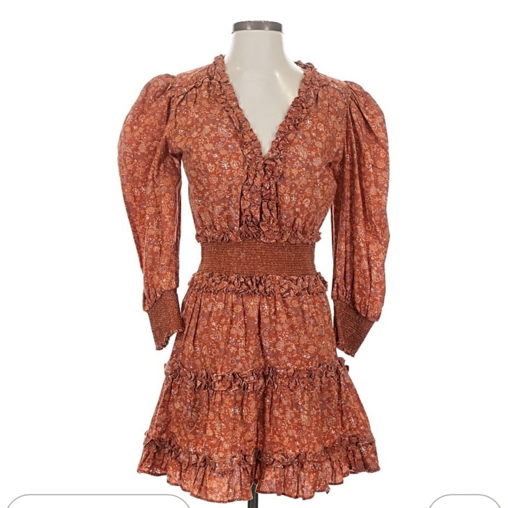 House of Harlow 1960 Floral Long Sleeve Dress in Rust